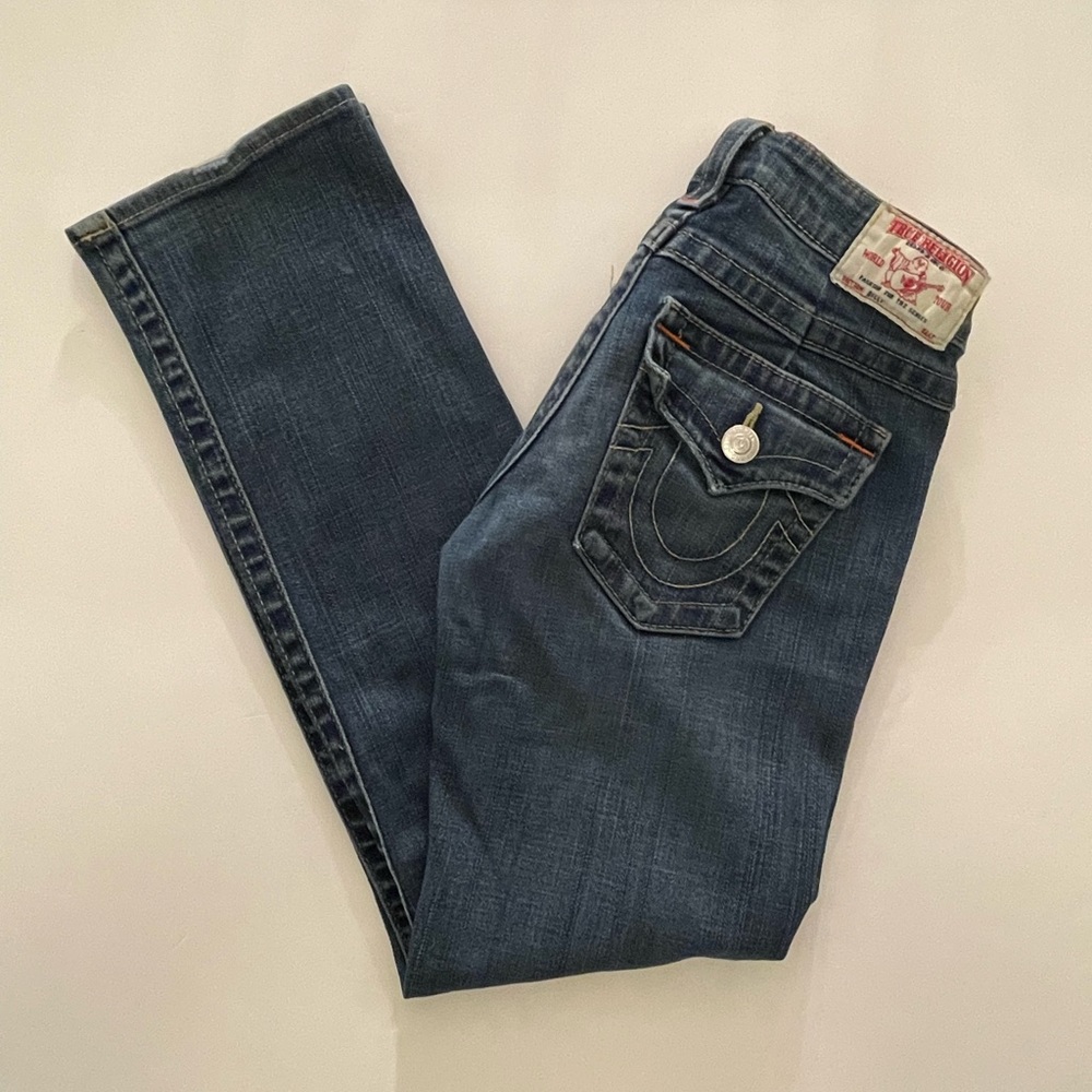 Womens Size 26x29 True Religion Jeans Billy Thick Stitch Flap Pockets Made USA